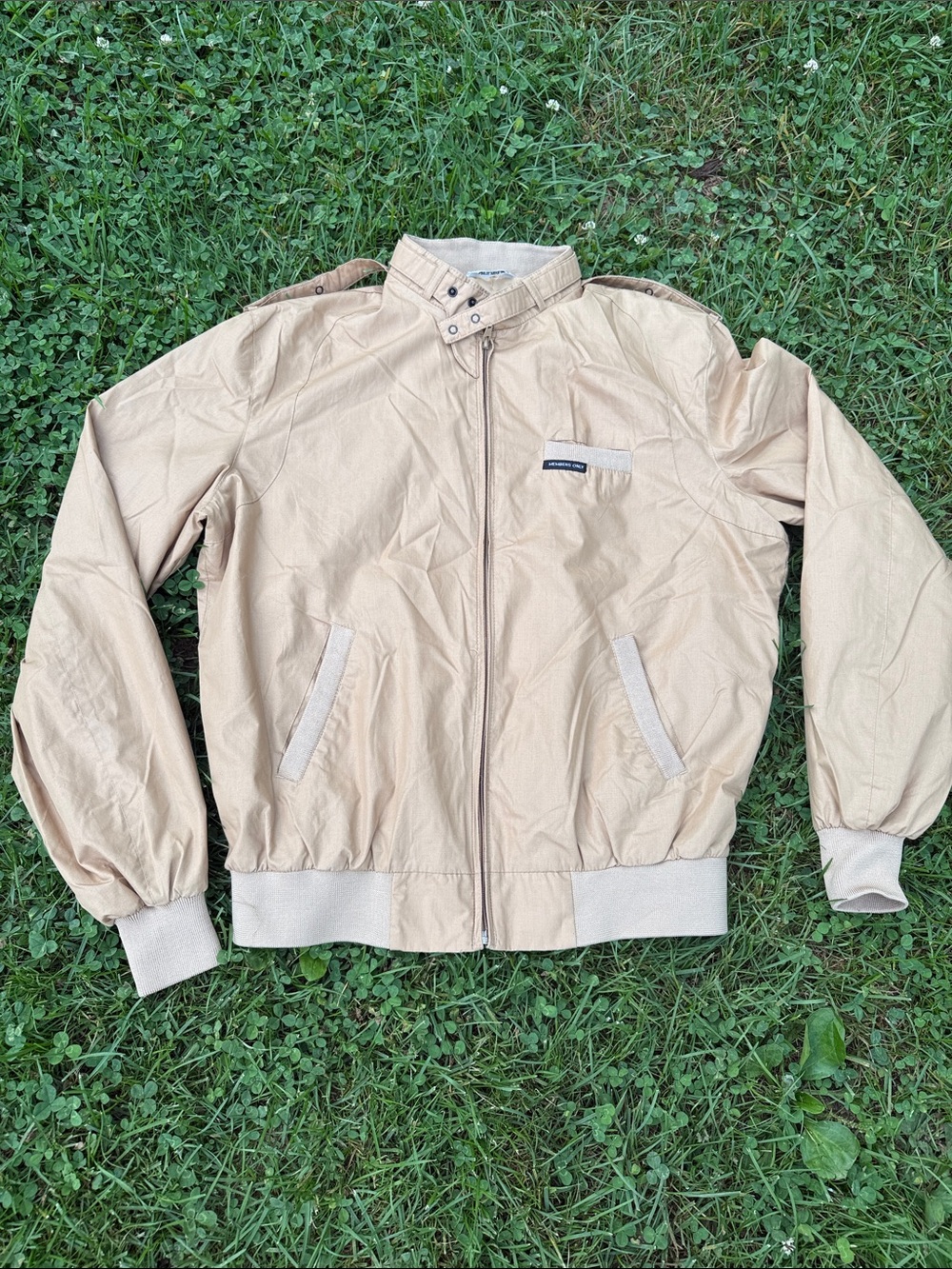Members Only Beige Lightweight Bomber Jacket vintage original size L